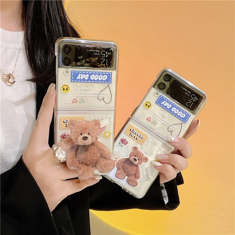 

Ins Case for Samsung Galaxy Z Flip 3 Phone Cover Japanese and Korean Style Cute Cartoon Cases with Phone Stand