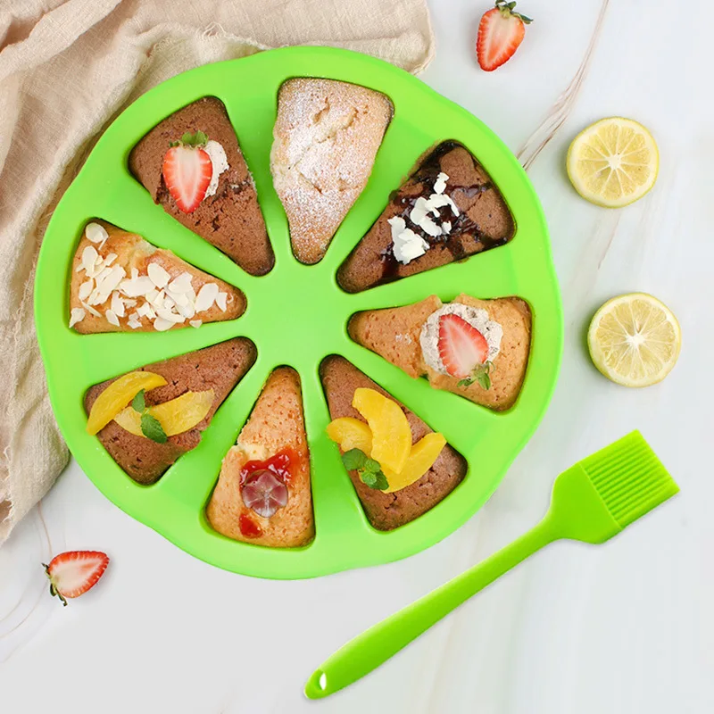 

8 Grids Silicone Fondant Cake Molds Orange Shape Durable Home Kitchen Pizza Plate Bakeware Non-stick Bread Biscuit DIY Molds