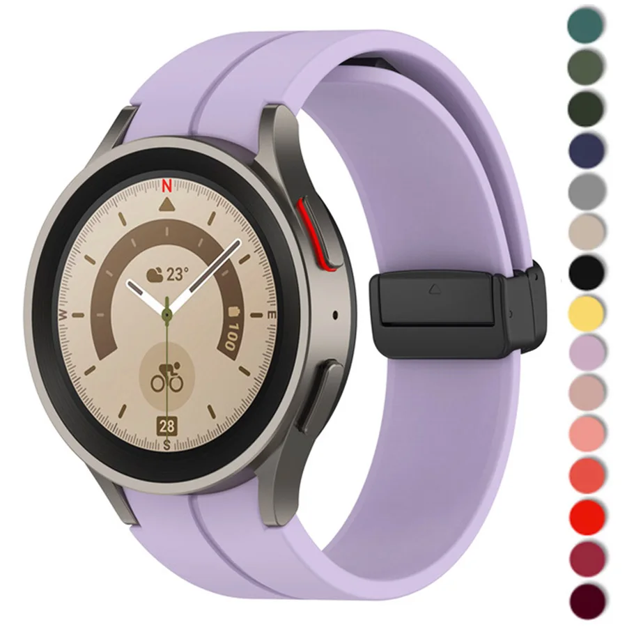 

Original Silicone Strap for Samsung Galaxy Watch 5 4 40mm 45mm Band Magnetic Buckle for Galaxy Watch 5 Pro 4 Classic 46 42mm 44