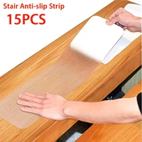 15Pcs Transparent Anti-Slip Bath Grip Stickers Waterproof Stairs Steps Floor Shower Home Strips Safety Tape Pad with Roller