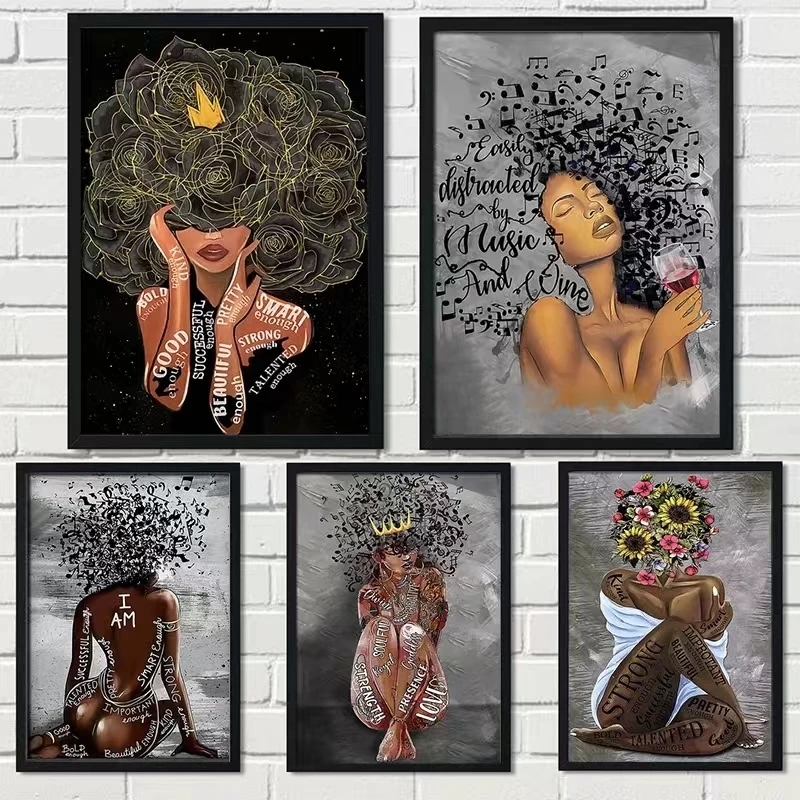 Афроамериканская черная женщина художественный постер афро девушка королева