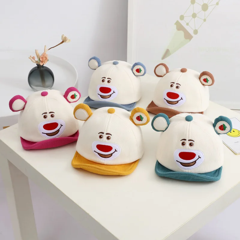 

Cartoon Bear Baby Baseball Cap Autumn Spring Corduroy Soft Brim Sunscreen Hats Kids Toddler Infant Cute Casual Adjustable Hat