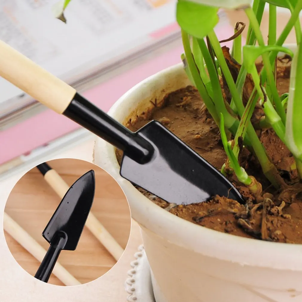

3pcs/Set Mini Gardening Tools Wood Handle Potted Plants Shovel Rake Spade for Flowers Potted Plant Stainless Steel Fast Delivery