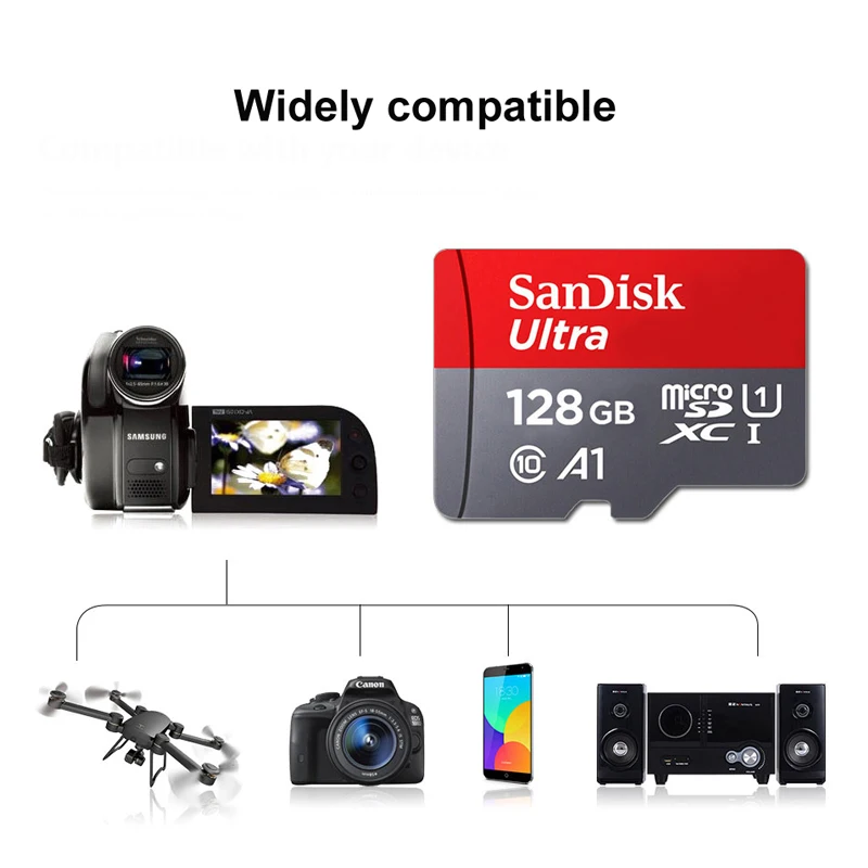 SanDisk Micro SD карта памяти 32 Гб класс 10 UHS-1 MicroSDHC мини 64 128 ГБ 256 512 MicroSDXC для Android