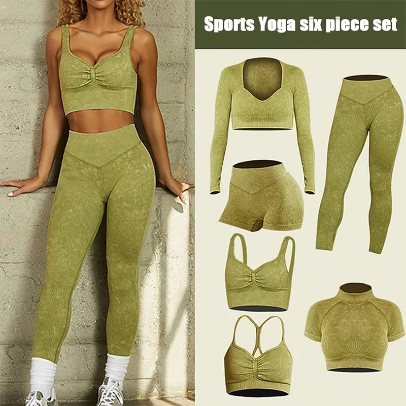 

2Pcs Seamless Yoga Set Gym Fitness Clothing Women Yoga Suit Sportswear Female Workout Leggings Top Sport Clothing Training Suit