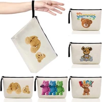 fashion cosmetic bag ladies 2022 new mobile wallet cute bear print series travel cosmetics storage bags sundry clutch