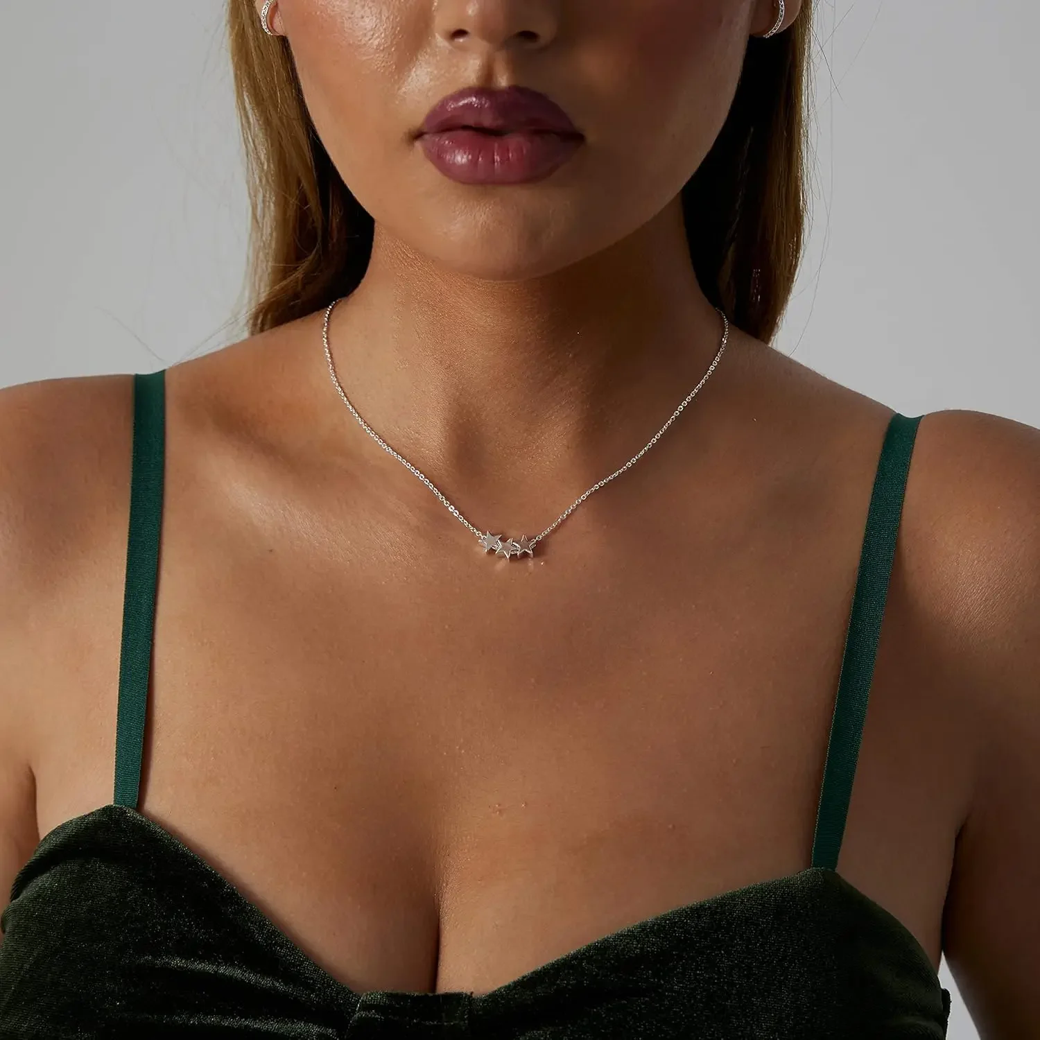 Винтажное серебряное многоуровневое ожерелье со звездой металлическая