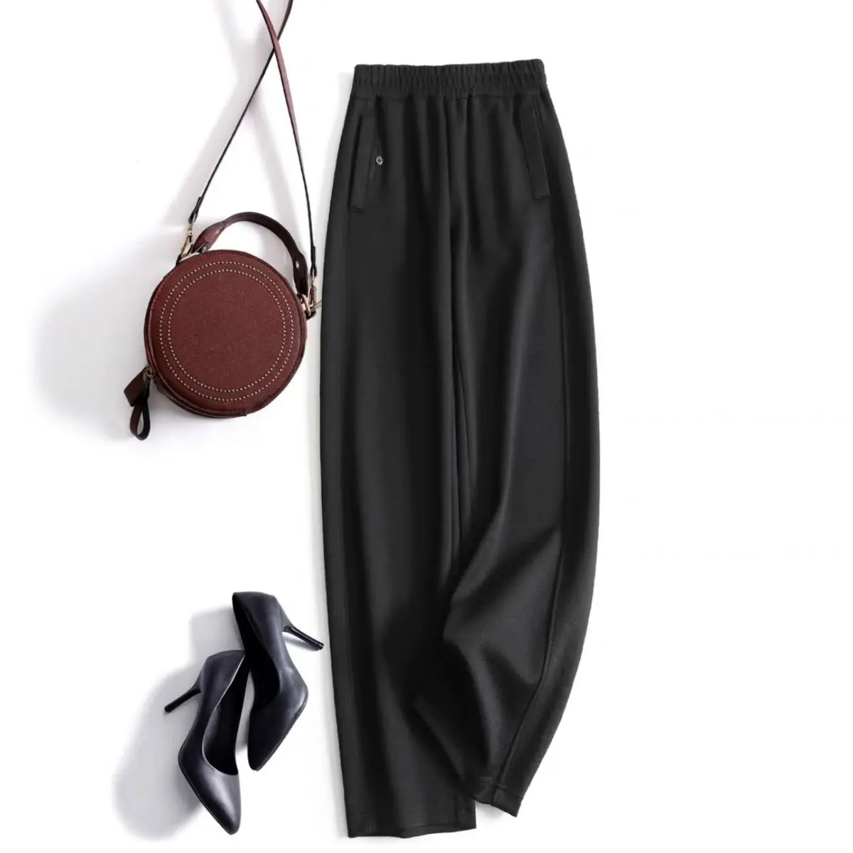 

Harem Pants Women High Waist 2023 Summer Casual Korean Fashion Office Ladies Elastic Elegant Straight Suit Trousers A150