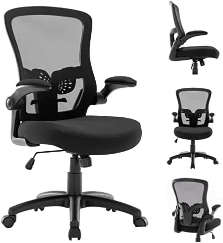 

Home Office Chair, Ergonomic Desk Chair Mid-Back Mesh Computer Chair Adjustable Lumbar Support and Flip-up Armrests Comfortable