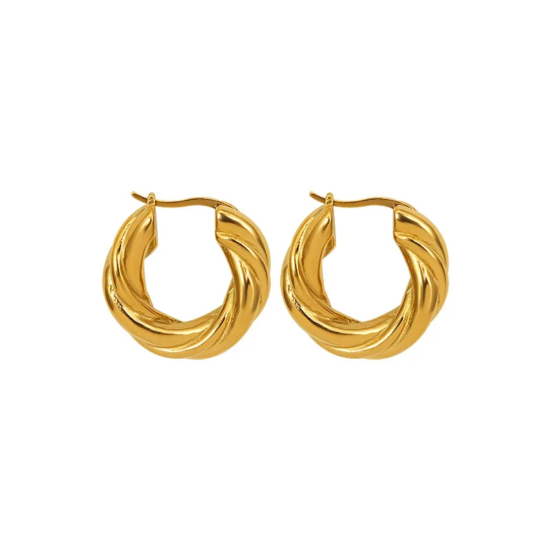 

Wholesale C Shape Twist Croissant Earrings For Women Stainless Steel Hoop Earrings Circle Round Earring Female Fashion Jewelry