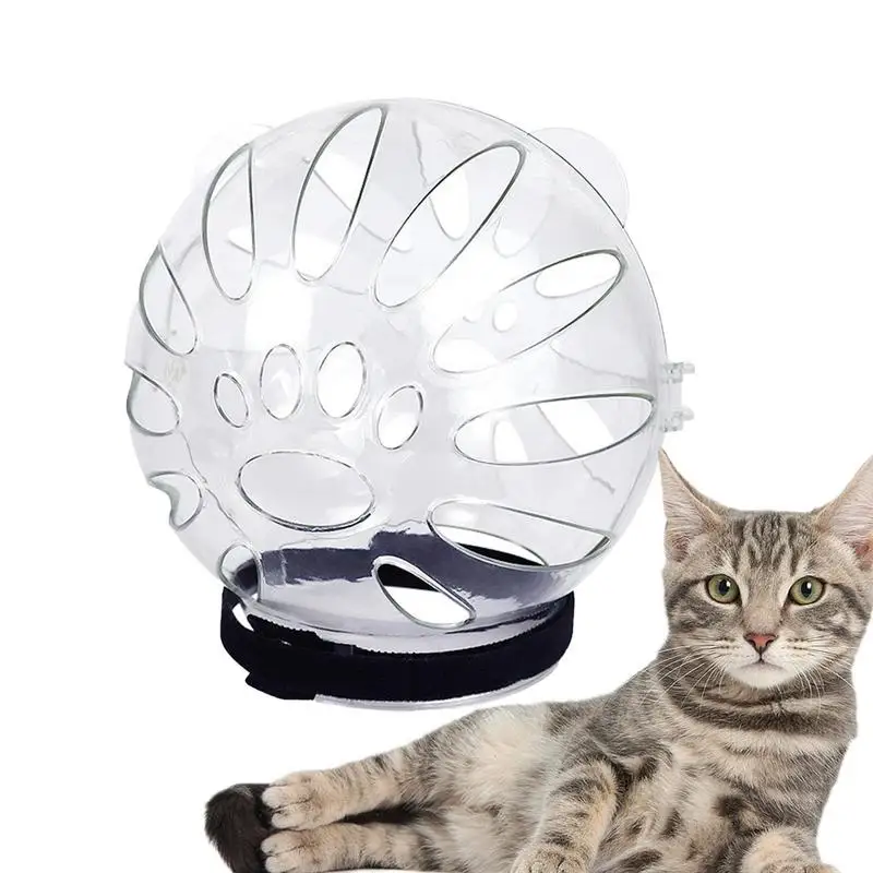 

Cat Muzzle Cat Helmet Adjustable Hood Breathable Anti Bite Lightweight Breathable Transparent Cat Hood for Small Pets Grooming