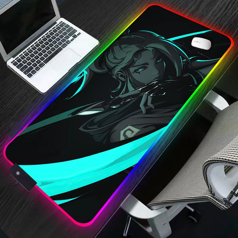 

Computer Mouse Pad Backlight Gamer Keyboard Mat Valorant LED Light Large Desk RGB Gaming Anime Mats Carpet Desktop Table Cute