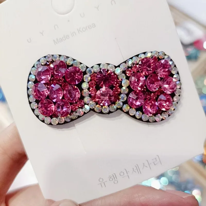 Корейские заколки для волос с блестящим бантом и стразами женщин модные девочек