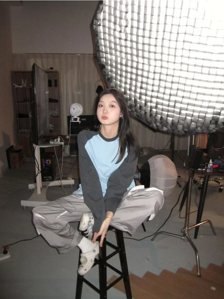 Футболка женская с длинным рукавом винтажный Топ в стиле Харадзюку модная