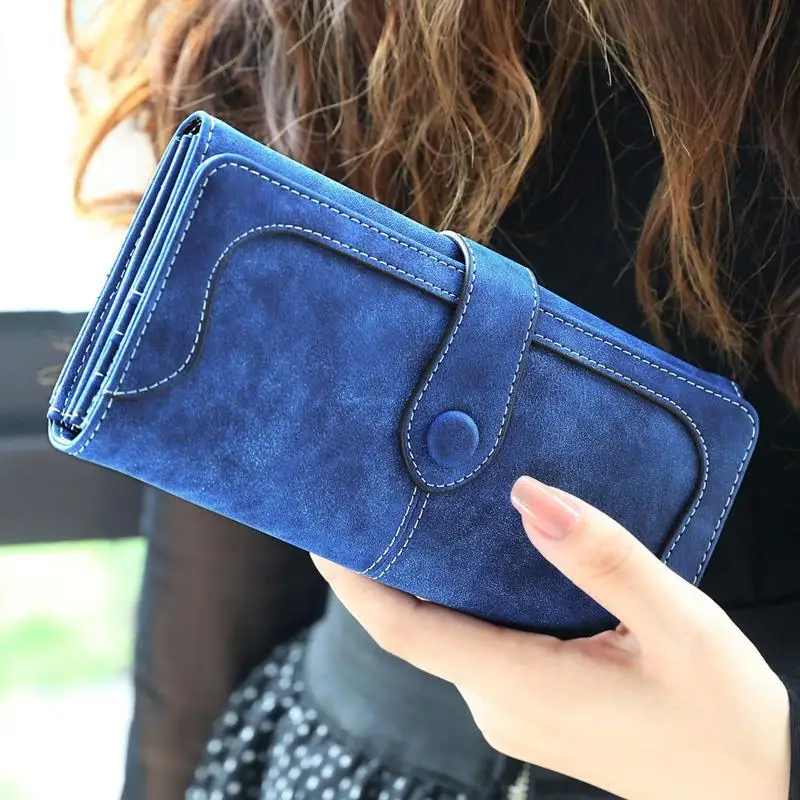 Faux Suede Long Wallet Women Matte Leather Lady Purse High Quality Female Wallets Card Holder Clutch Purse carteras para mujer