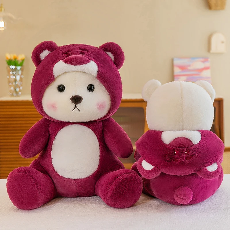 

2023 New Original 28cm White Transforming Teddy Bear Cuddly Plush Doll Sleeping Pillow Kids Girls Holiday Birthday Gift