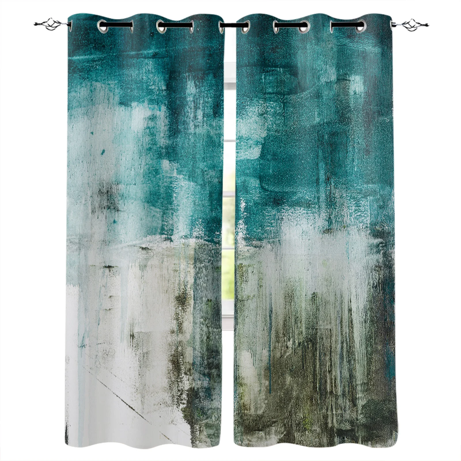 

Abstract Art Ocean Oil Painting Style Curtains for Living Room Kids Bedroom Window Curtain Balcony Hall Drape Long Cortinas