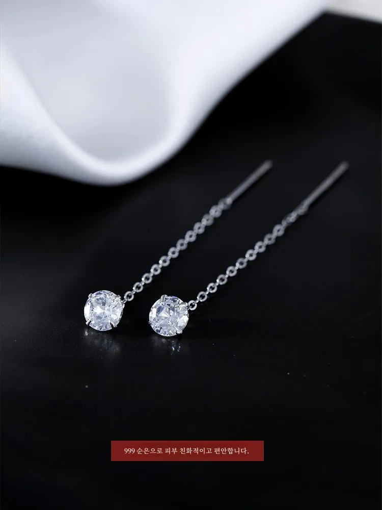 Подвесные серьги Miss Z из чистого серебра 925 циркониевые с кисточками