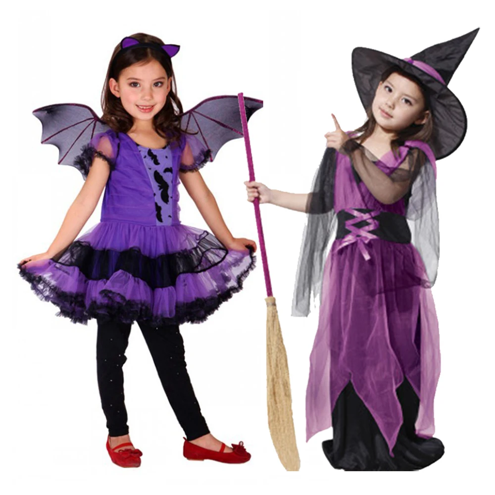 

Halloween Costume for Kids Girls Witch Cosplay Tutu Dress Fancy Party Dress with Hat Children Carnival Vestidos for 3-14 Years