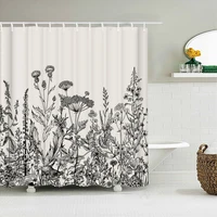Flowers Plants Leaves Printed Shower Curtain Bathroom Waterproof Shower Curtains for Bathroom Curtain with Hooks Bathroom Access