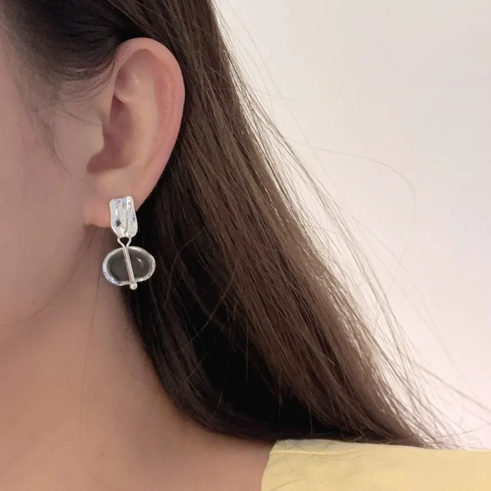 Корейские INS нишевые дизайнерские акриловые прозрачные серьги с ощущением льда