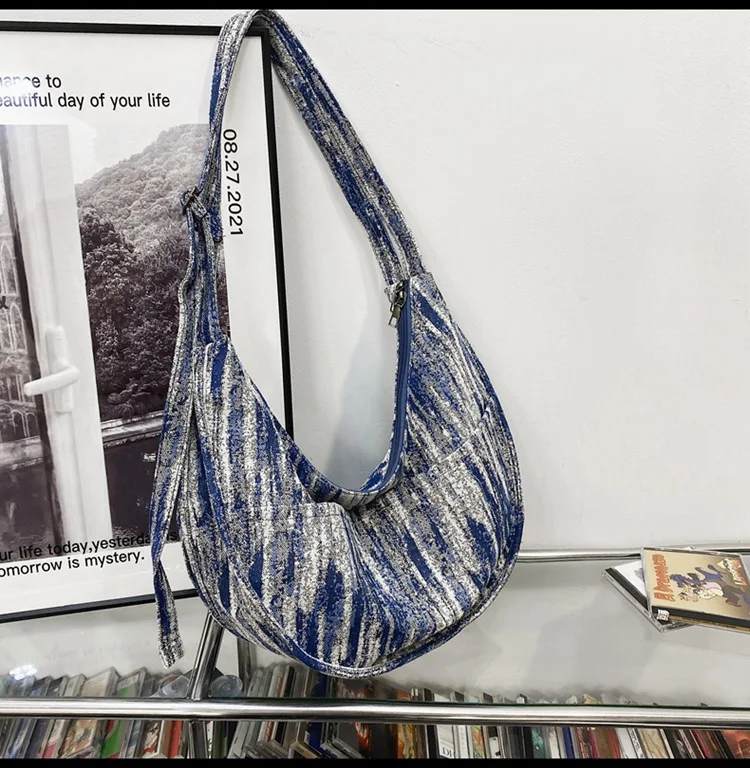 Сумка через плечо унисекс Женский мессенджер из денима вместительный саквояж на