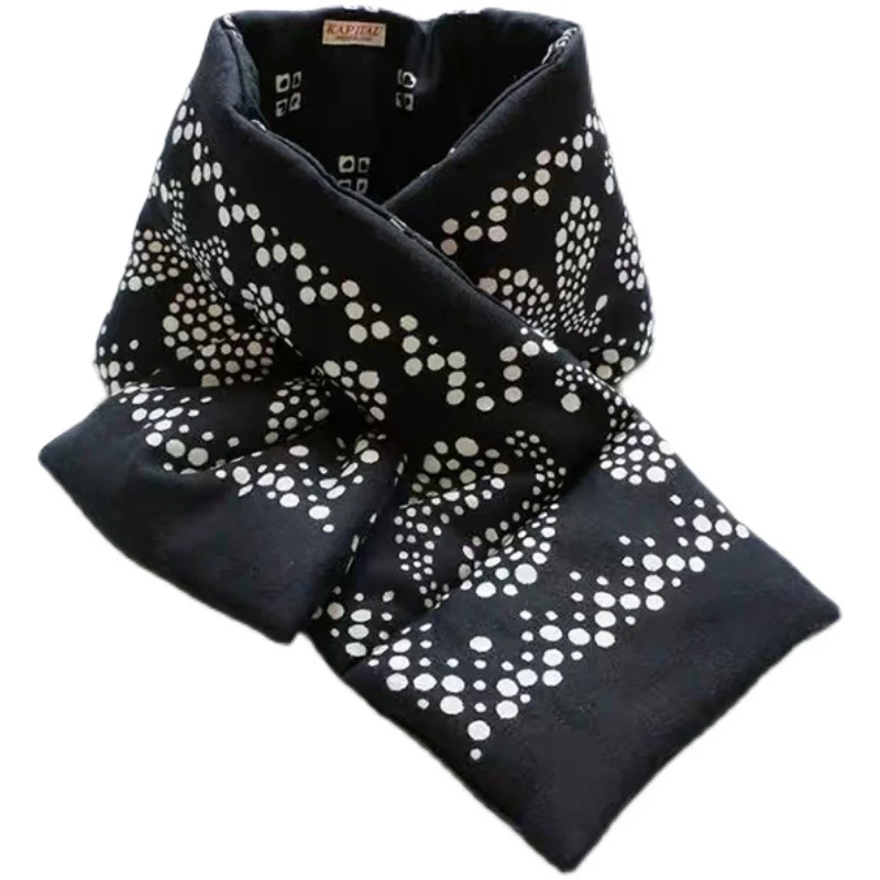 

21aw Kapital Hirata Hohiro Japan Style Navy Black Wrap Two-color Cashew Flower Cotton Hemp Men's and Women's Lover's Neck Scarf