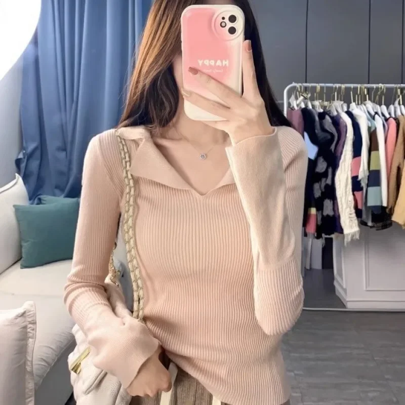 Женский Осенний трикотажный топ Nicheslims облегающий базовый слой с длинным рукавом