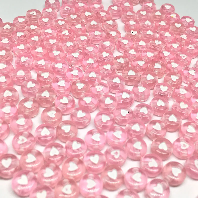 100 шт/лот прозрачный розовый 7 мм белый сердечко бусины для изготовления ювелирных изделий DIY браслет ожерелье аксессуары