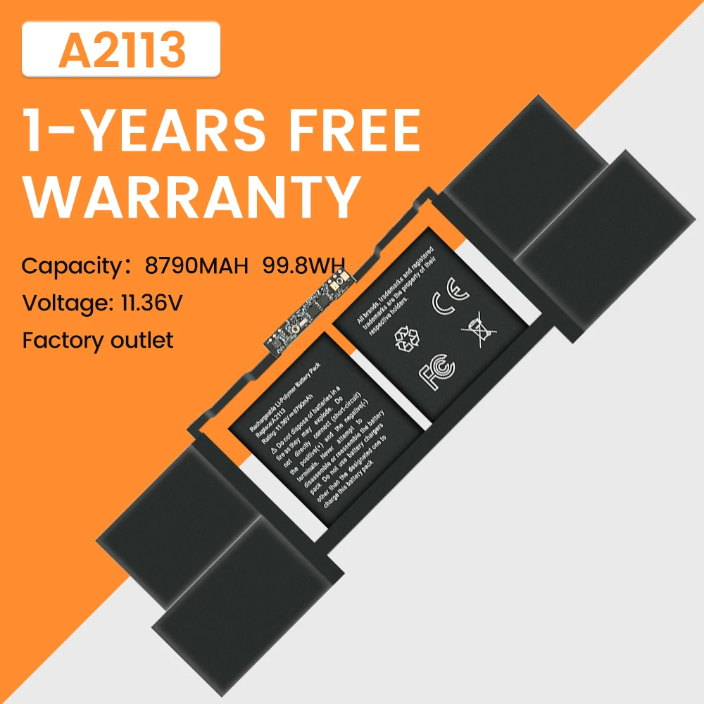 Аккумулятор A2113 для ноутбука Apple Macbook Pro A2141 16 дюймов 2019 MVVJ2 MVVL2 MVVM2 610-00533