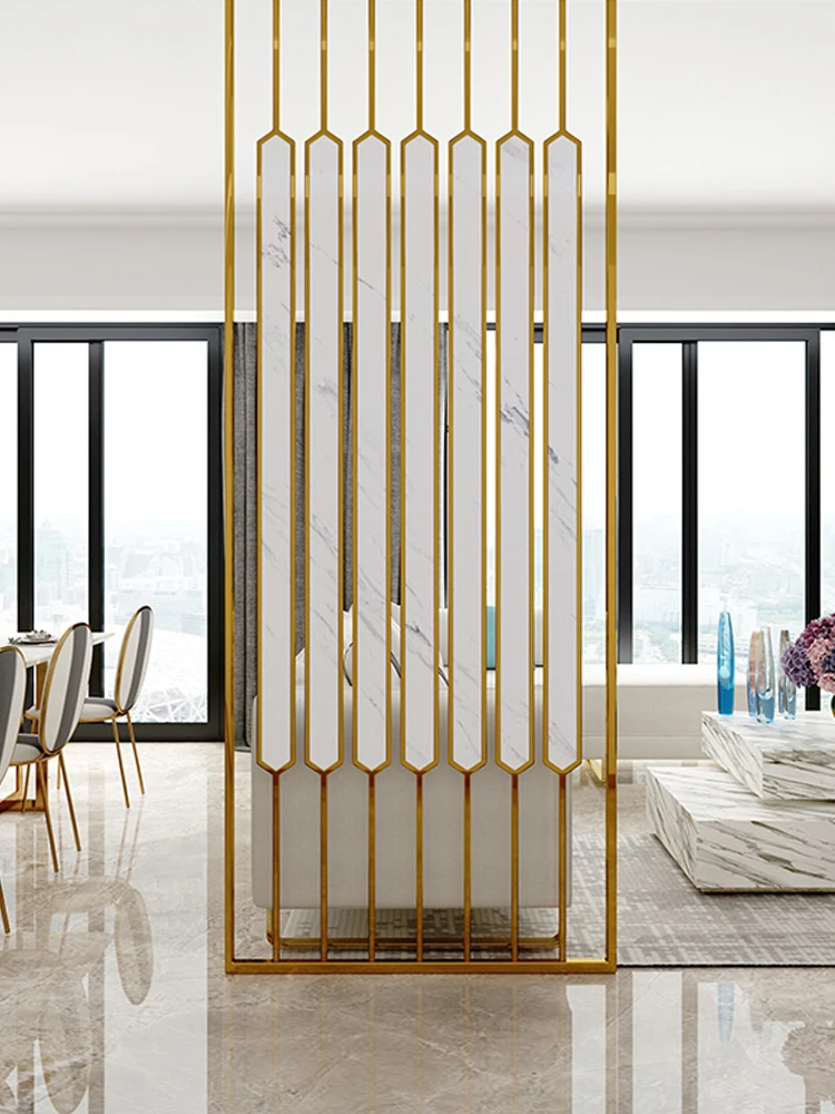

Hallway Simple Modern Household Living Room Metal Decorative Wall Hollow Light Luxury Stainless Steel Folding Screen Partition