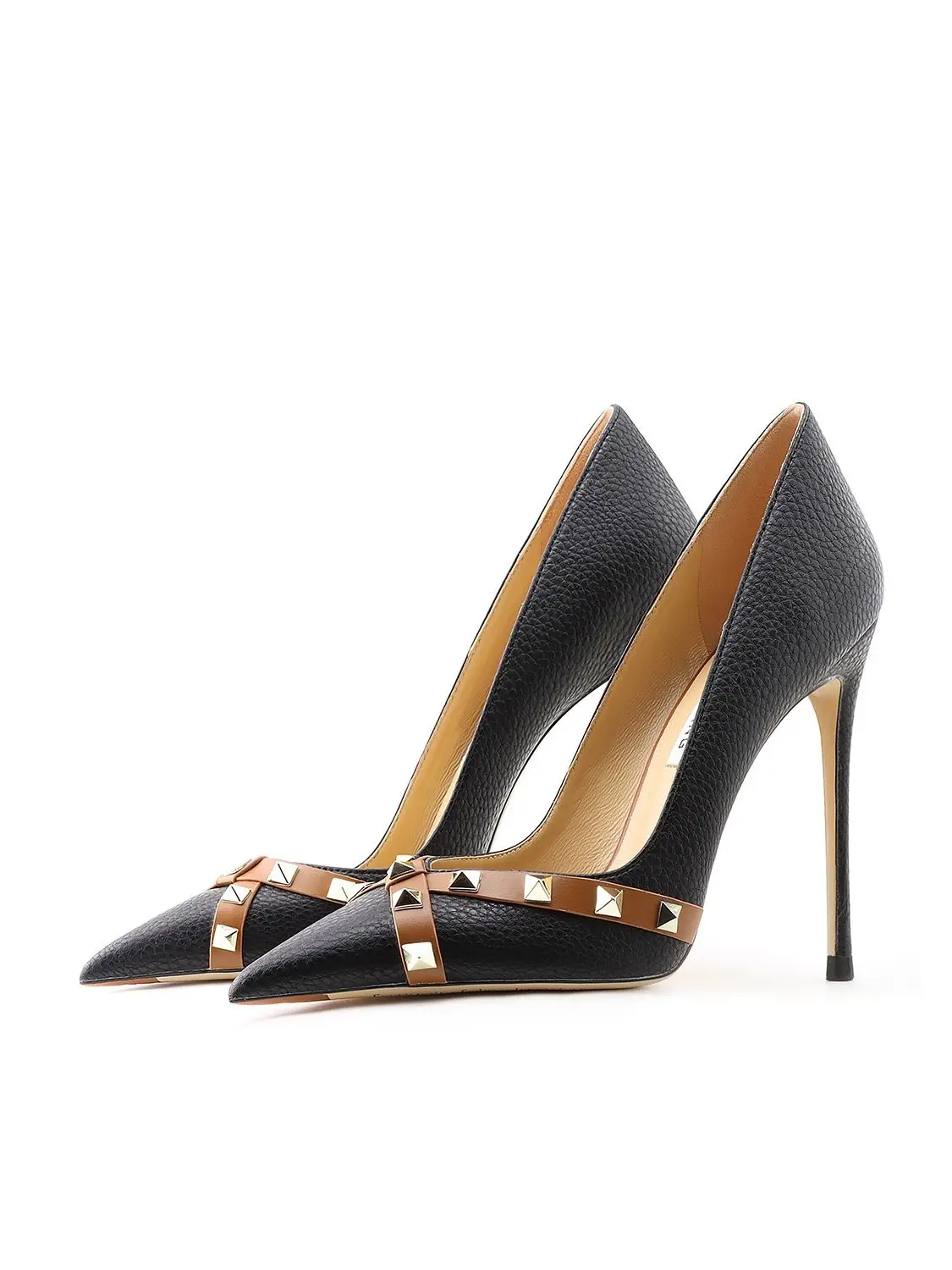 2023 Spring And Summer New Genuine Leather Women's High Heels Fashion Rivet Women's Pumps Comfortable Office Slim Heels