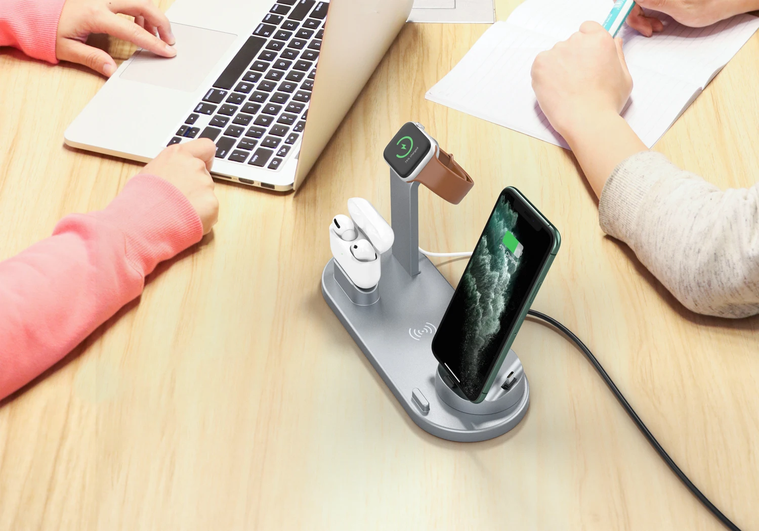 4 in 1 usb c magsaf quick wireless charger adapter docking station stand for apple watch smartphone iphone 8 x 11 12 13 earpod free global shipping