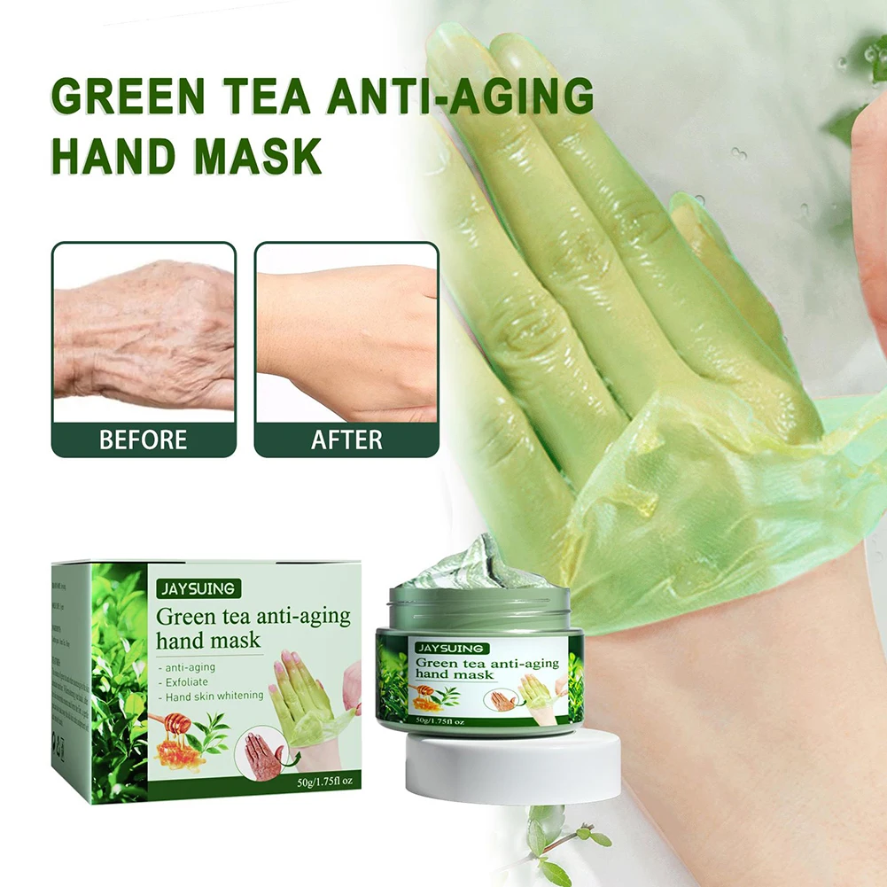 

50 г крем для лечения кожи рук Портативный зеленый чай маска для рук Спа Перчатки ремонт отшелушивающий крем для ухода за руками отбеливание ...
