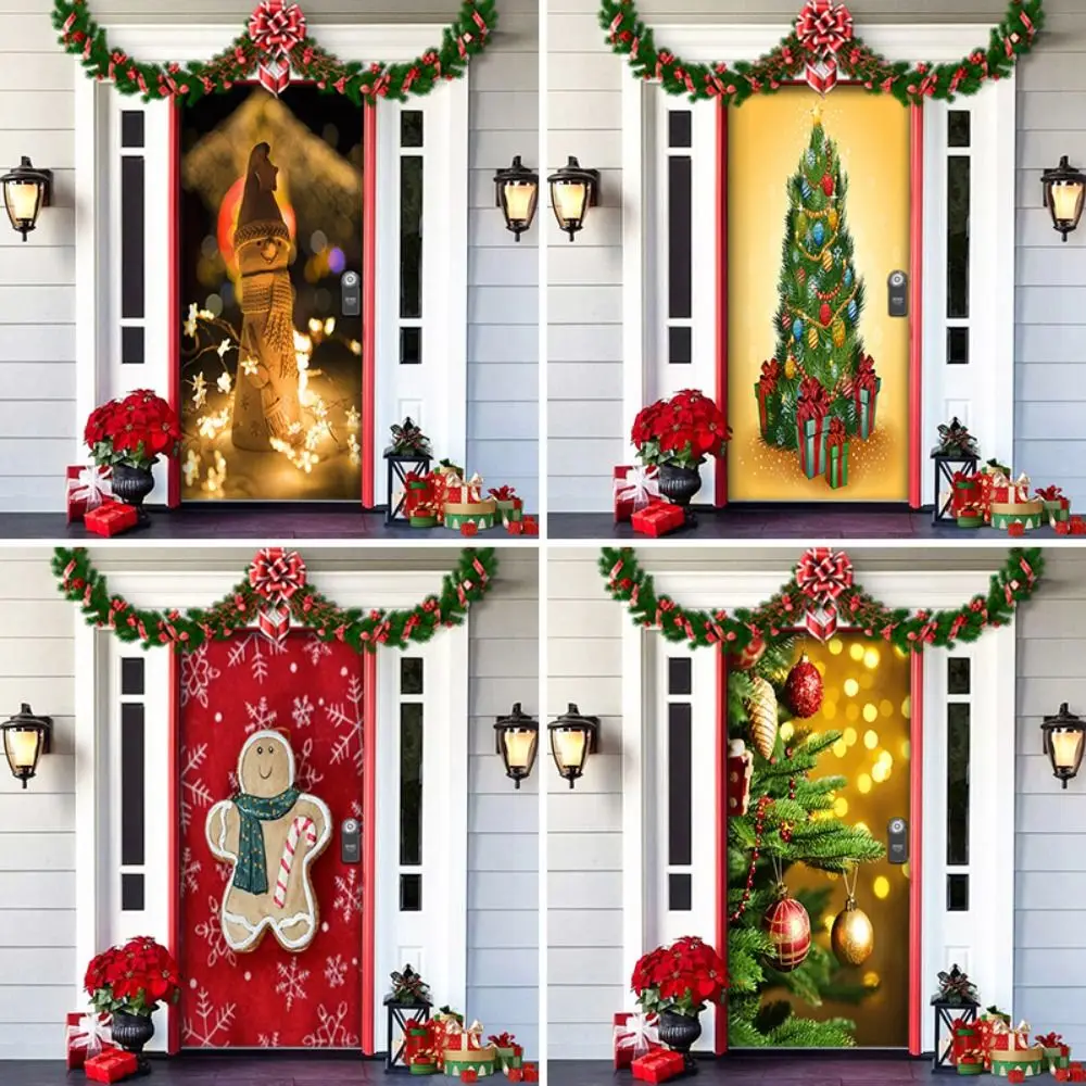 

Outdoor Decorations Props Christmas Elves Door Cover Nightmare Before Santa Xmas Backdrop Banner Sticker Party House Door