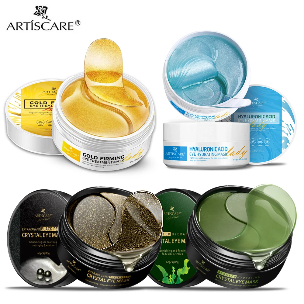 

ARTISCARE Hyaluronic Acid & Gold & Seaweed & Black Pearl Eye Mask Anti Wrinkle Dark Circles Moisturizing Crystal Collagen Gel