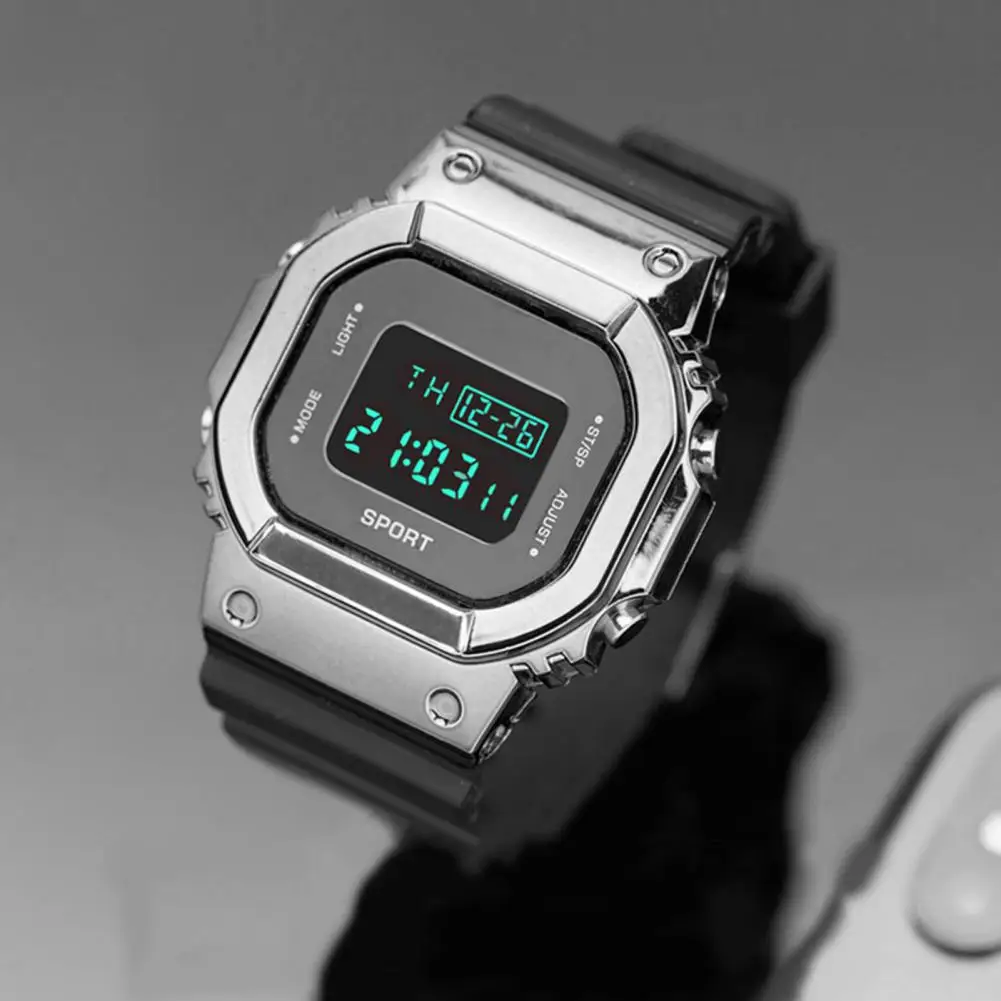 

Alarm Design Charming Digital Chronograph Silicone Strap Watch for Female