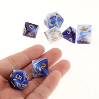 7 pcs polyhedral dice board games double colors family games for dnd rpg mtg white dark blue d4 d6 d8 d10 d12 d20