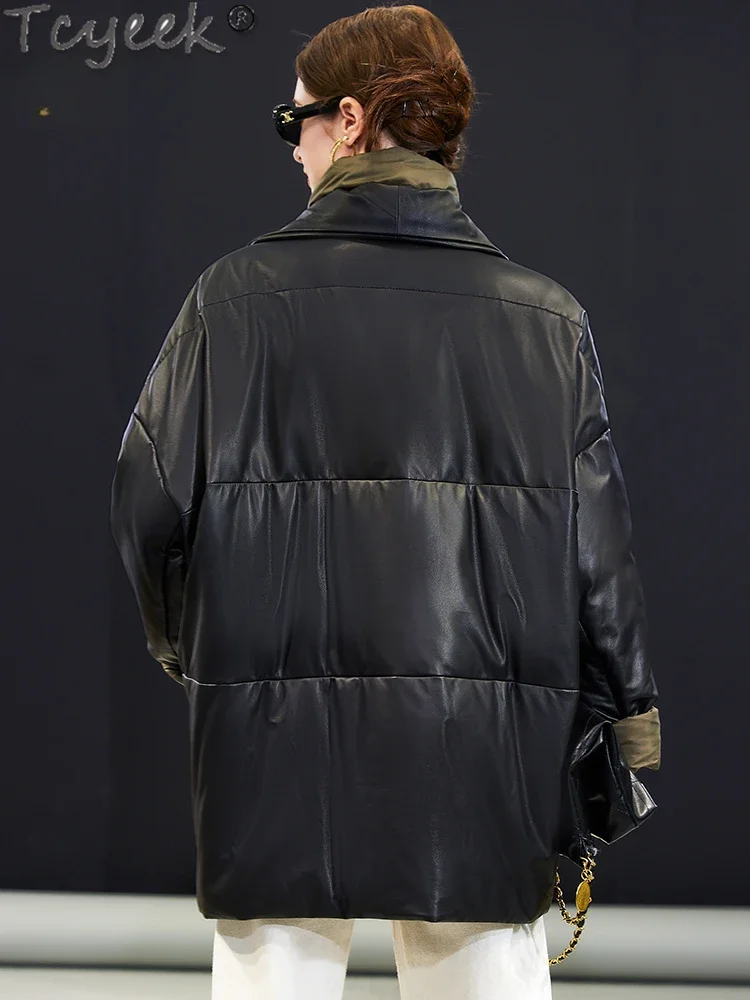 Tcyeek куртка из натуральной кожи женские дубленки овчины 2024 модное пальто на