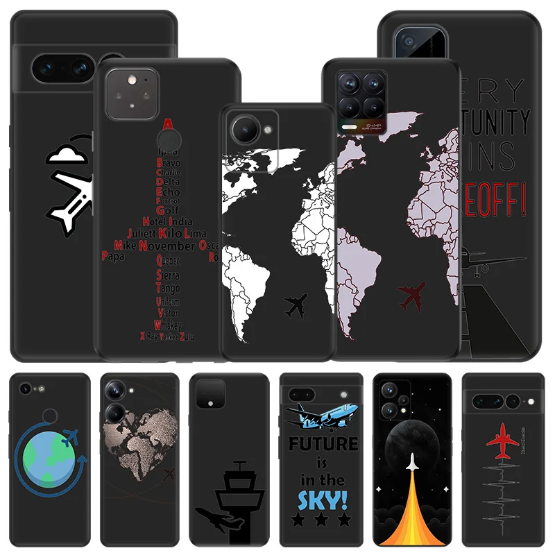 Мягкие чехлы для телефонов Pixel 8a 7a 6a 7 6 8 самолет Карта мира Honor X8b X9b X7b 70 90 X6 X7 X8 X9 A