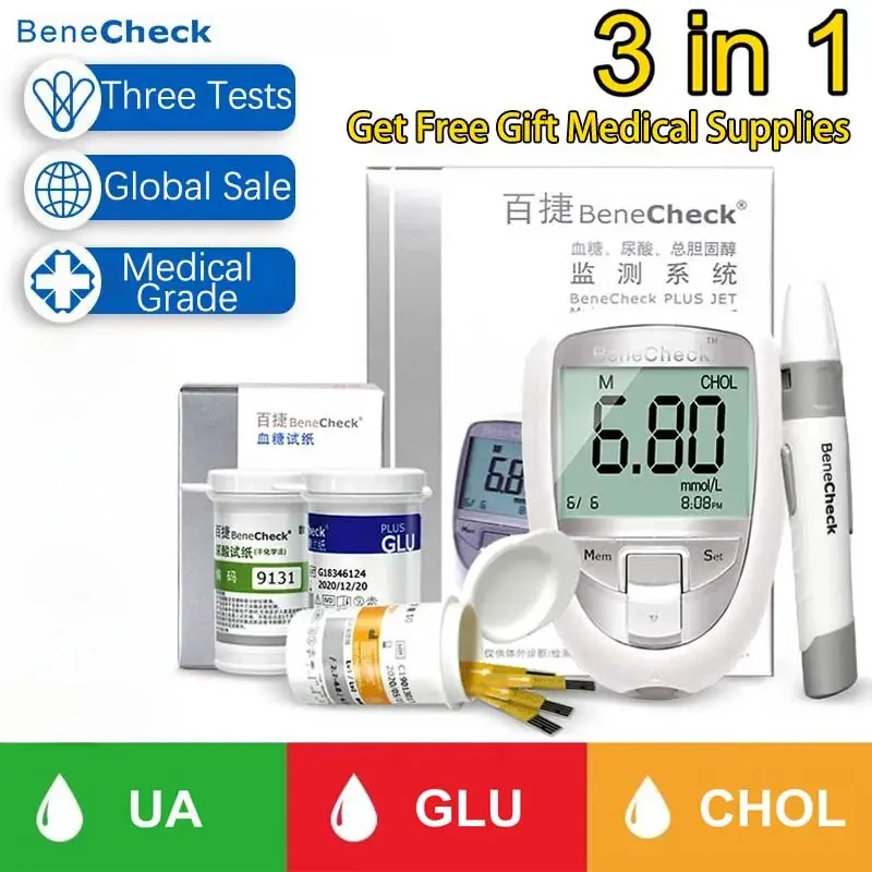 BeneCheck — бытовой детектор мочевой кислоты 3-в-1 сахар в крови липиды и полный