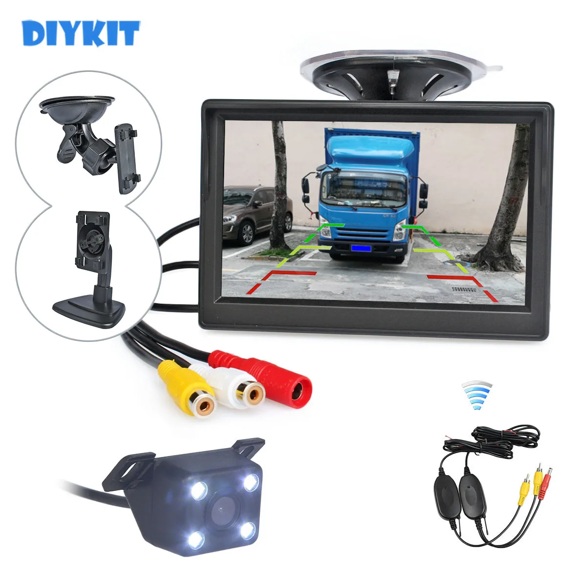 

DIYKIT Wireless 5inch TFT LCD Display Rear View Car Monitor LED Color Night Vision Car Camera Parking Security System Kit