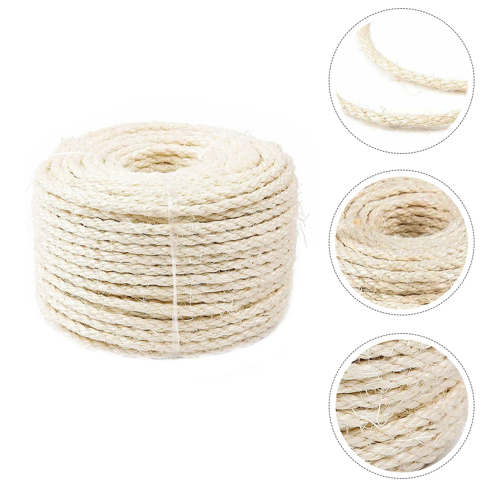 

50M Natural Sisal Rope for Cat Scratching Post Replacement Twine Rope for Repairing DIY Scratcher Cat Tree Tower ( Random Color