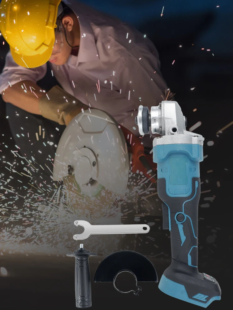 Angle Grinder 125mm Cordless Angle Grinder Cut-Off Tool Brushless Electric Grinding Machine Power Tool with Makita 18V Battery