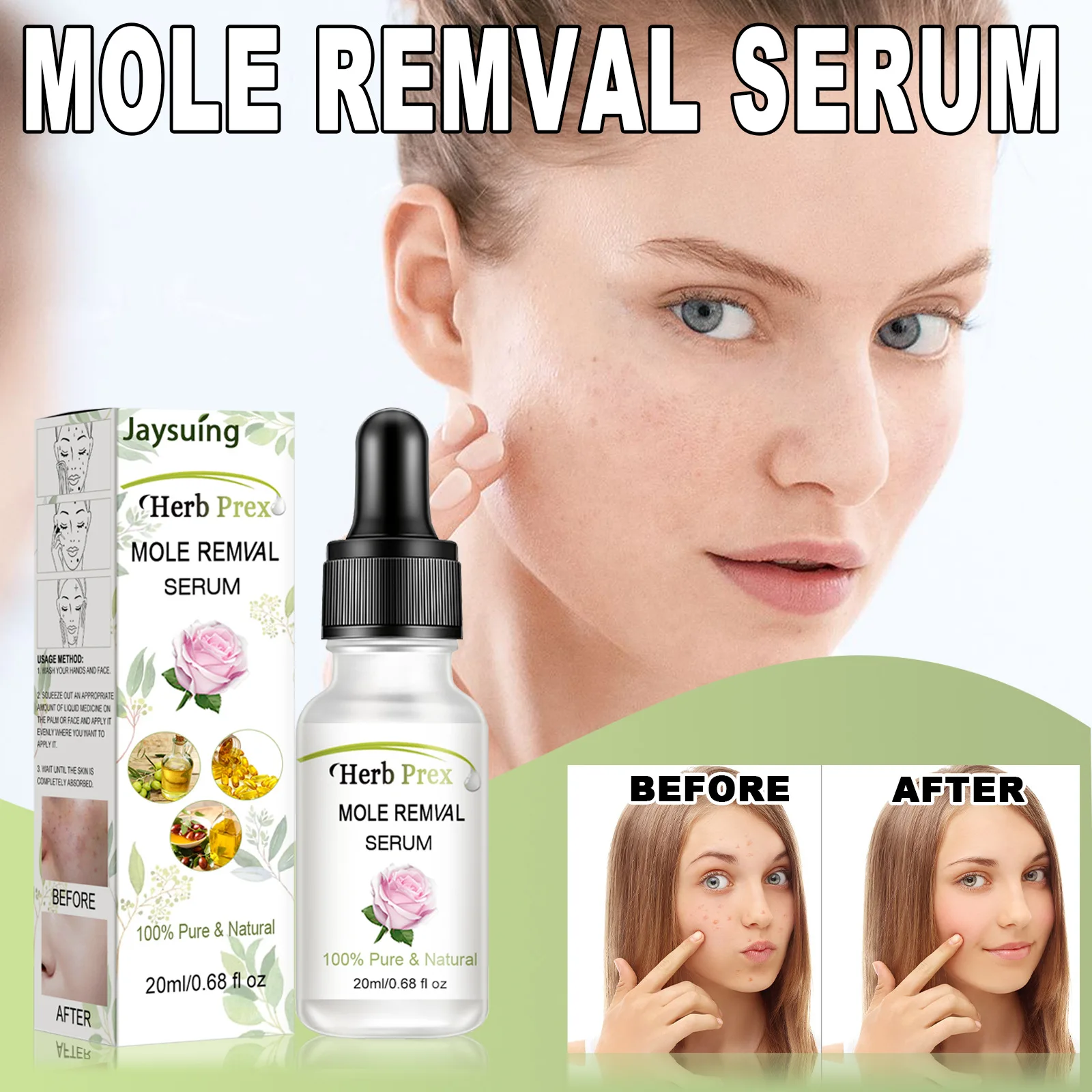 Jaysuing Mole Point Essential Oil Lighten Skin Repair and Remove Moles Remove Moles Spot Black Moles Essential Oil Free Shipping