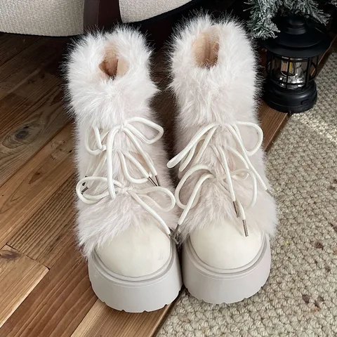 Зимние женские зимние ботинки на платформе с меховой подкладкой, лаконичные туфли без шнуровки, увеличивающие рост, женские хлопковые короткие ботильоны Zapatos De Muje