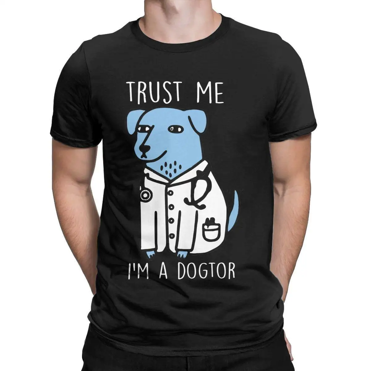 Men T-Shirts Trust Me I'm A Dogtor Unique Cotton Tee Shirt Short Sleeve Cute Dogs T Shirt O Neck Clothes Birthday Present