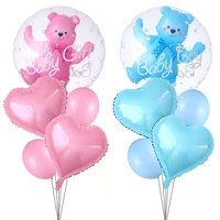 4d transparent baby boy girl blue pink bubble balloon bear foil balloons kids birthday gender reveal baby shower decorations