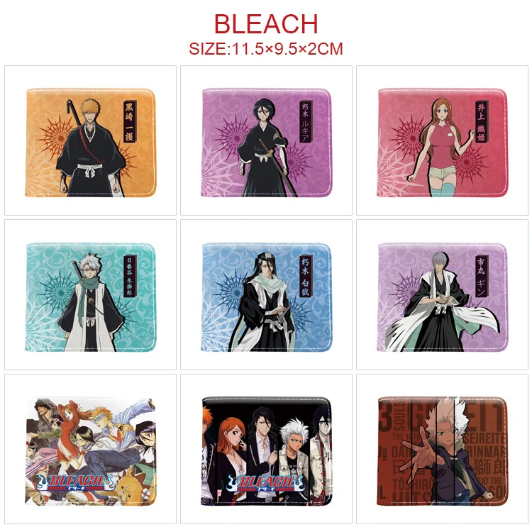 E-Mell Bleach Kurosaki Ichigo Inoue Orihime Kuchiki Rukia Ichimaru Gin Byakuya Hitsugaya Toushirou Two Folded Short Wallet