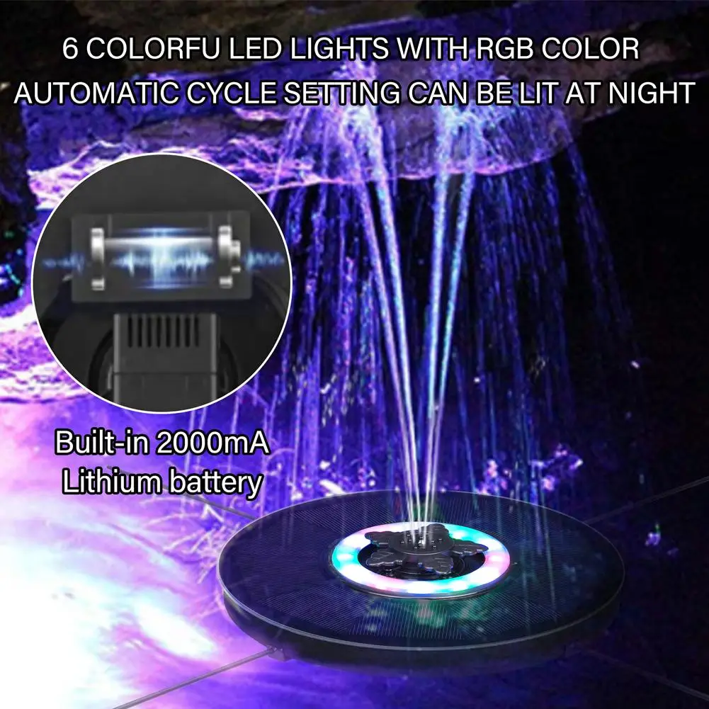 Водяной фонтан RGB с 6 светодиодами бассейн дистанционным управлением солнечный